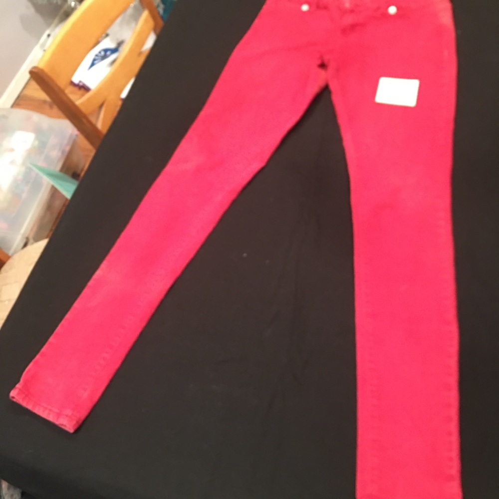 Adorable Red Distressed Skinny Jeans Extra Long 37” Inseam